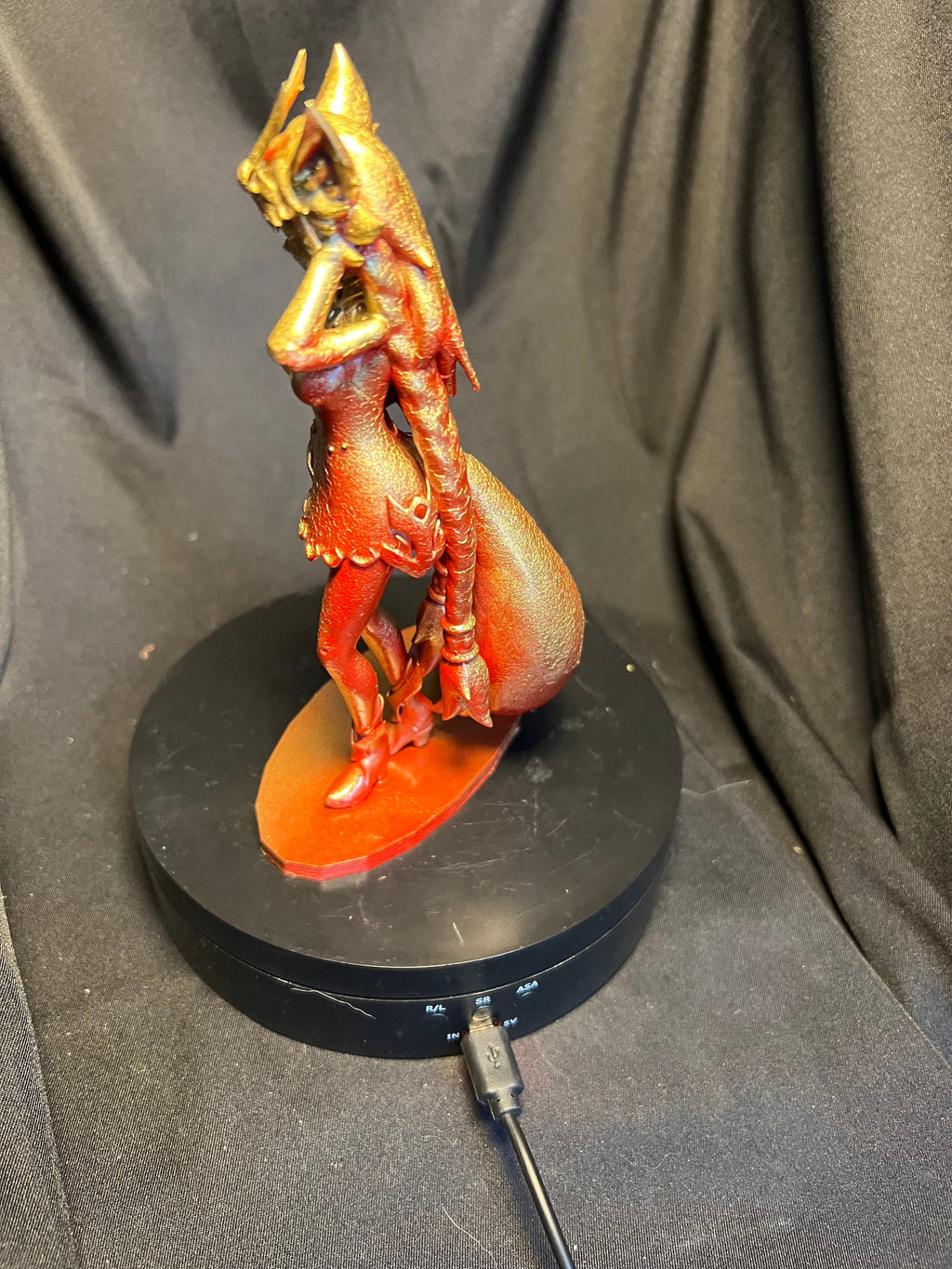 3D Printed Fox Girl Figurine: Whimsical Fantasy Decor