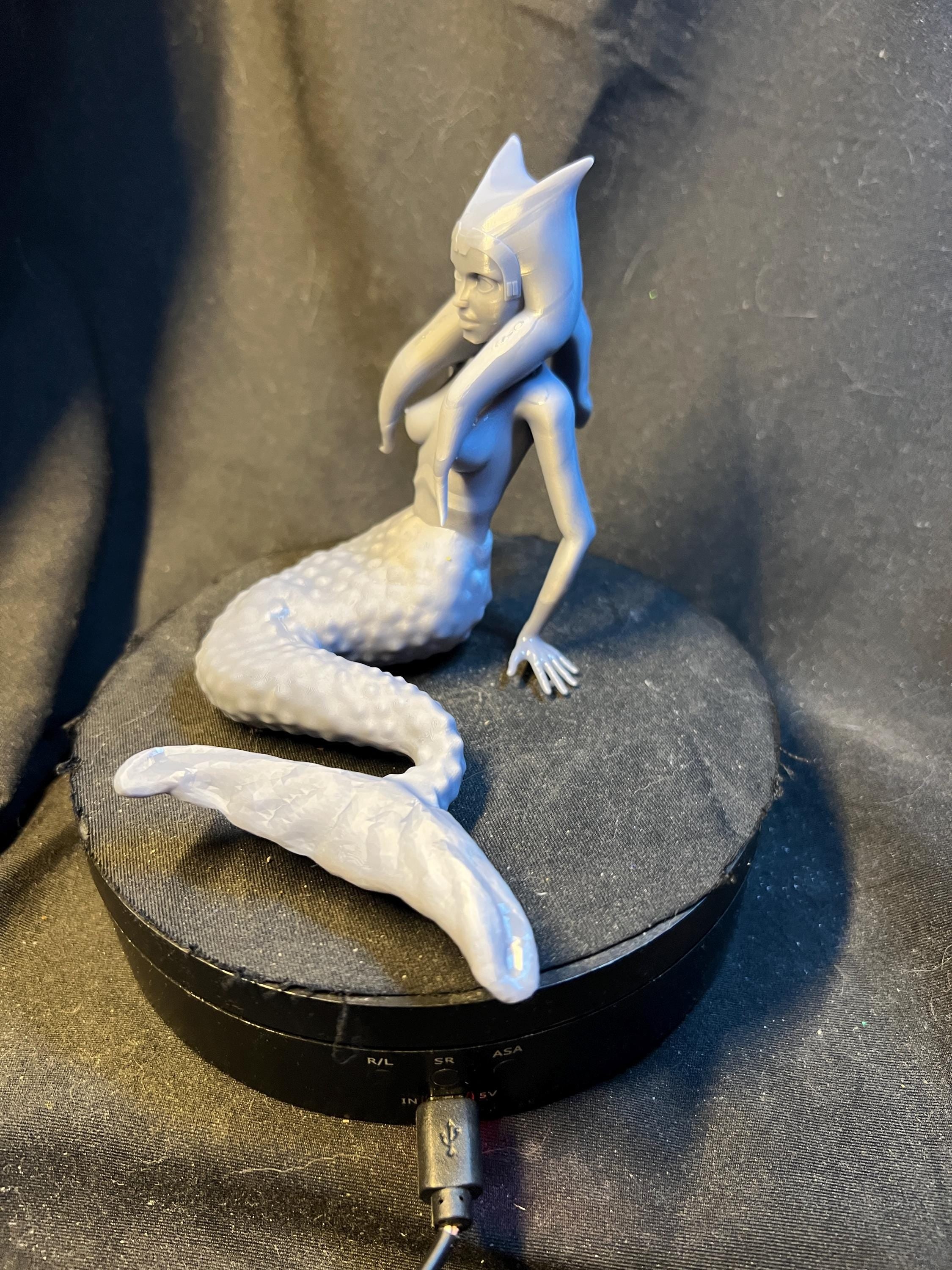 Orange Space Alien Mermaid: Unpainted 3D Model (4 inches)