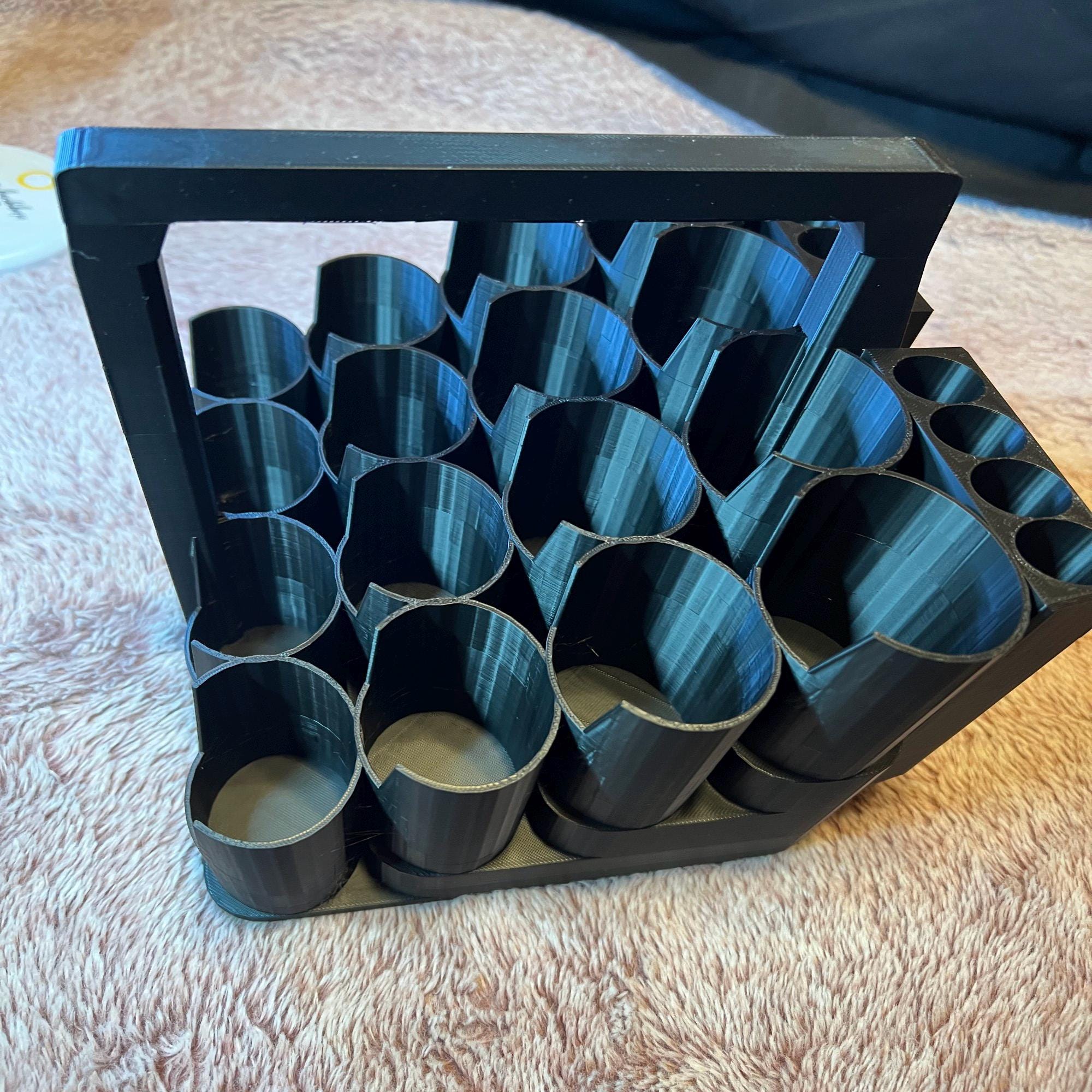 16 Slot Stepped Paint Tube Holder with Carry Handle and Brush Holder for 4 oz/120 ml Tubes