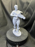 Futuristic Fighter Woman with Blaster Rifle