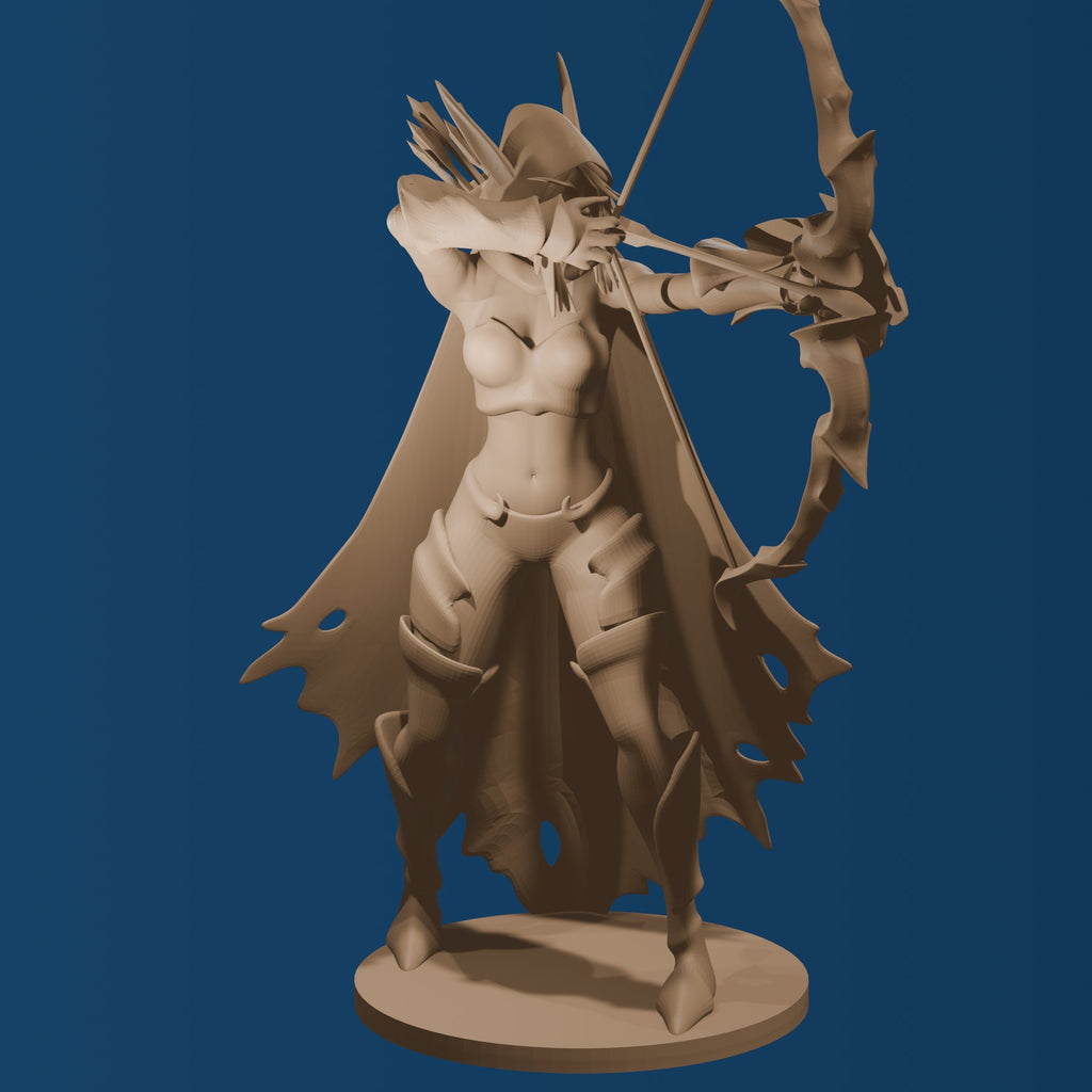 Female Elf Ranger Figure / Fantasy Bowman Woman Figurine