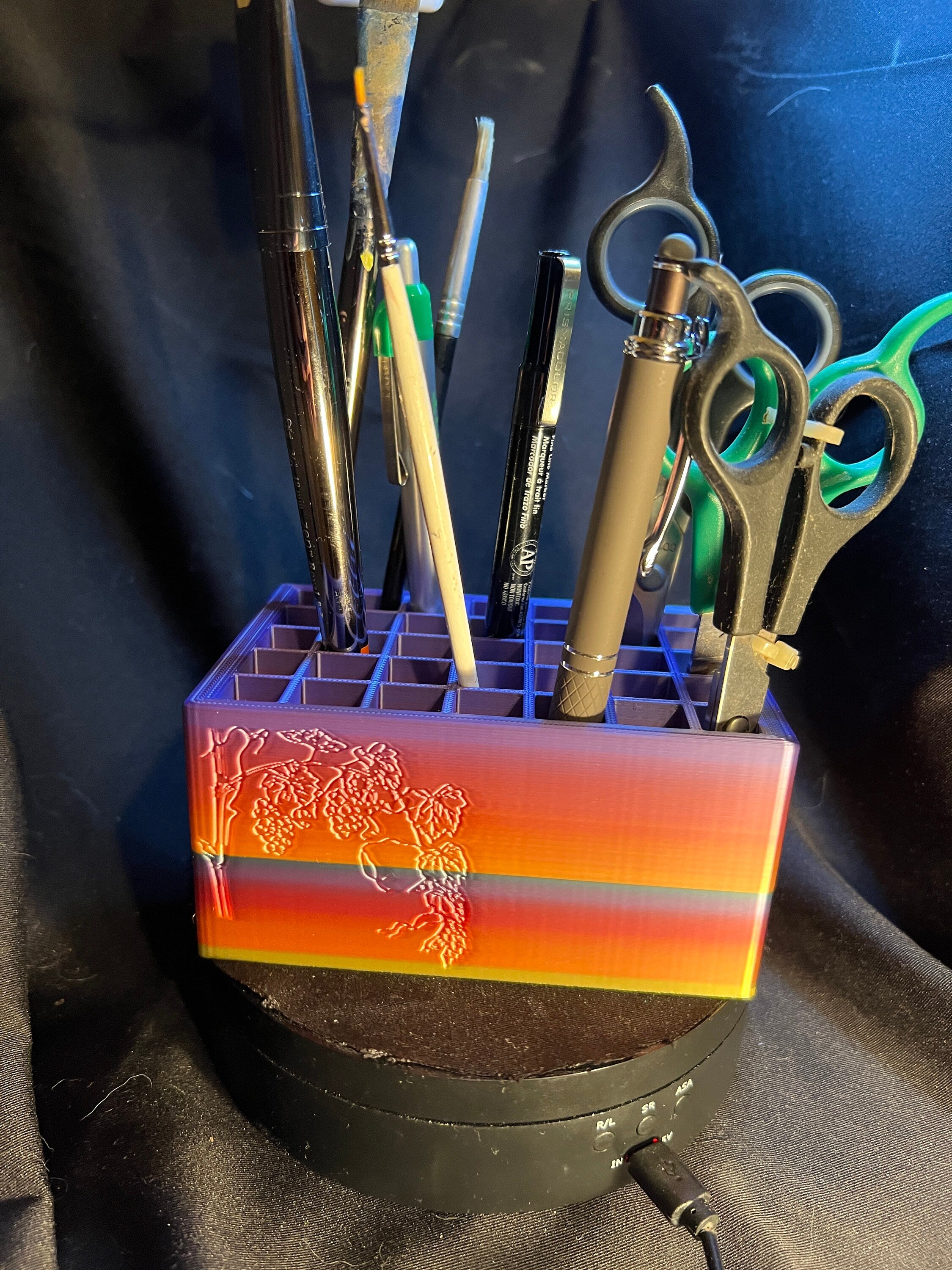 Brush and Tool Holder with Vine Embossing