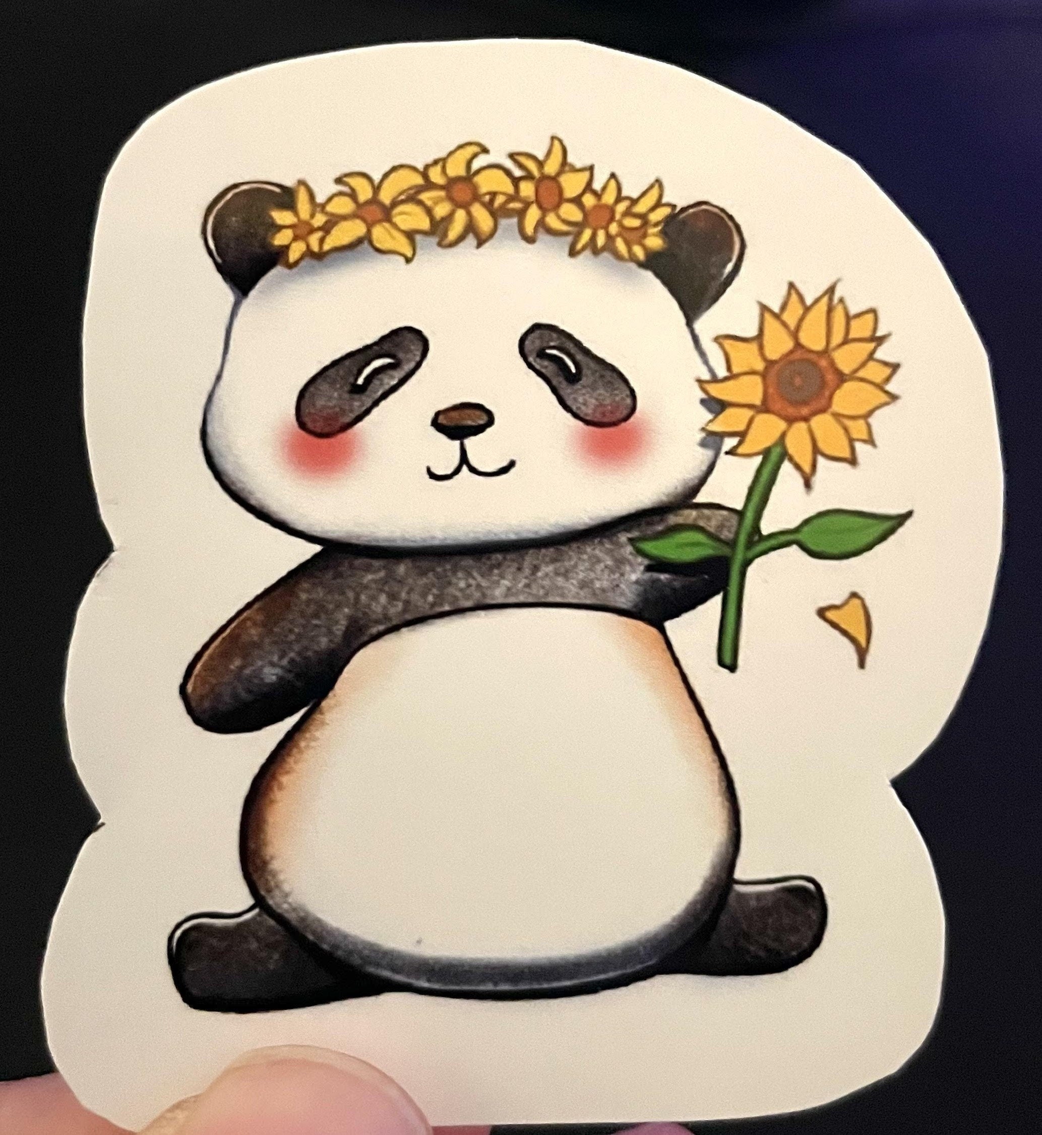 Panda Flower Vinyl Sticker – Cute Animal Laptop Decal