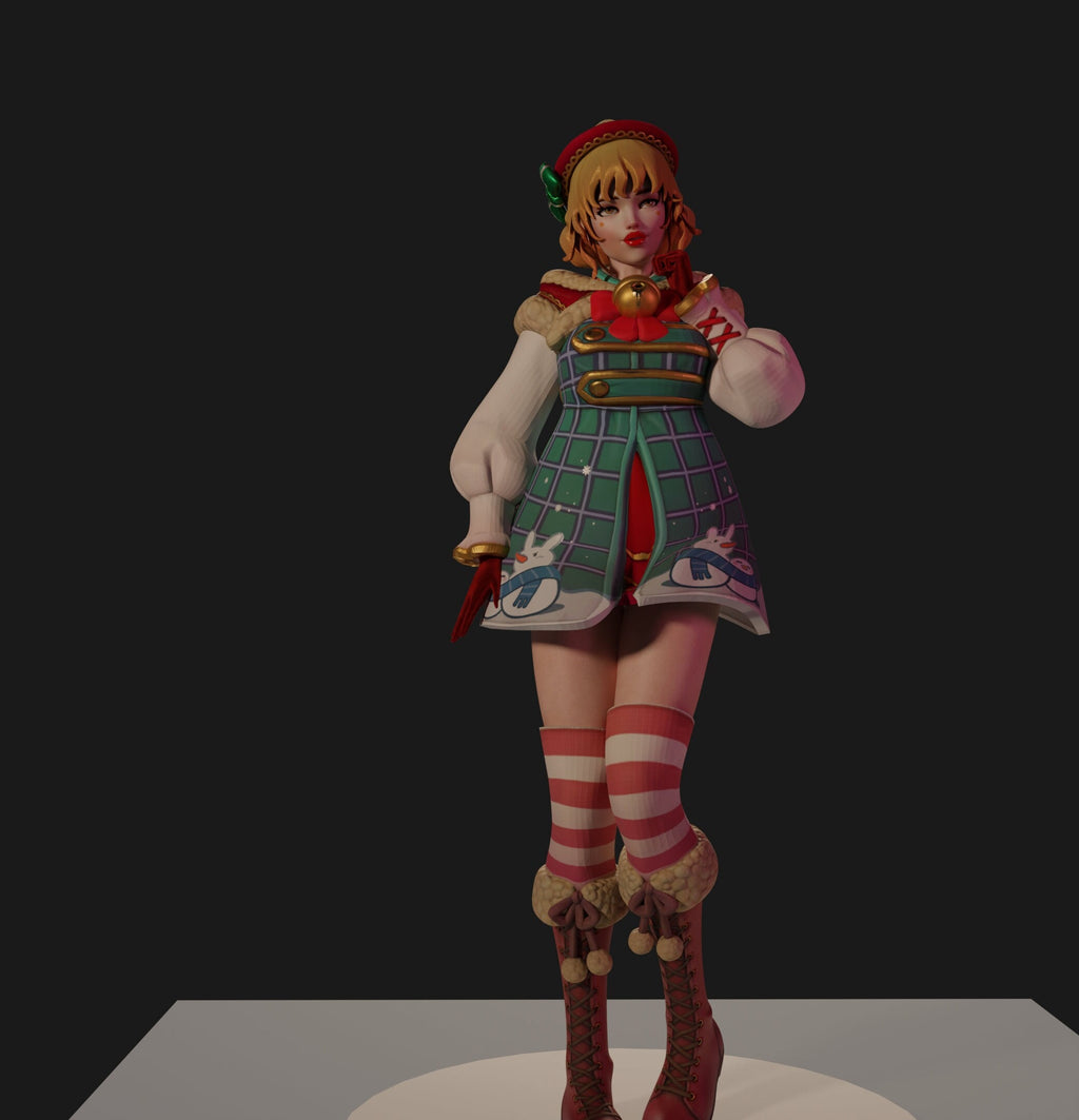 Christmas Anime Girl / Holiday Cartoon Woman
