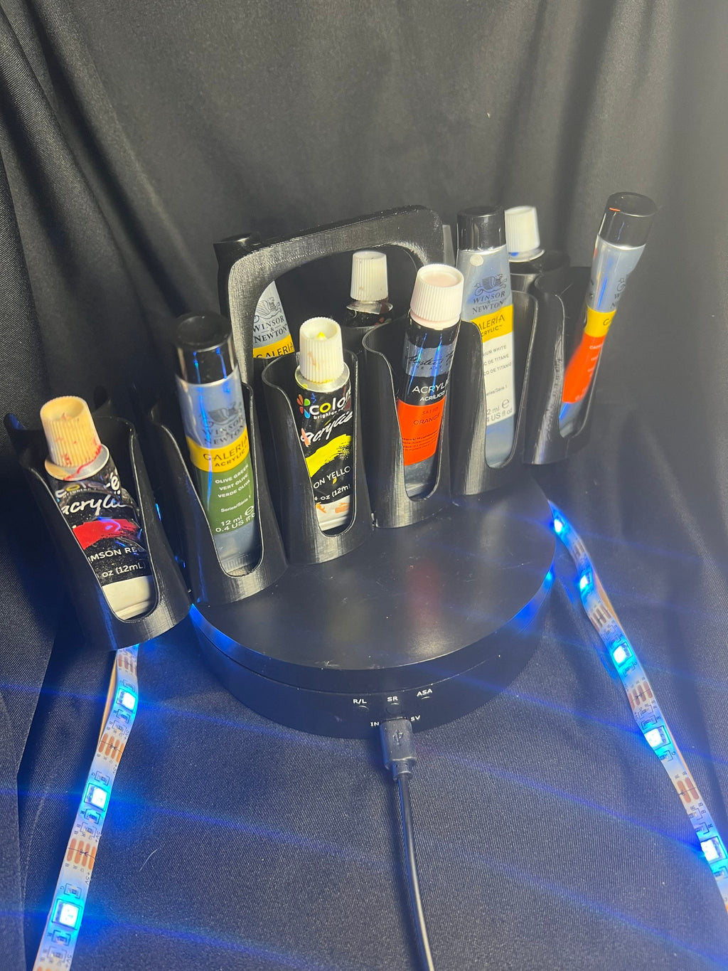 12-Slot Paint Tube Holder: Acrylic or Oil Paint Organizer. For 12 ml or .4 oz tubes.