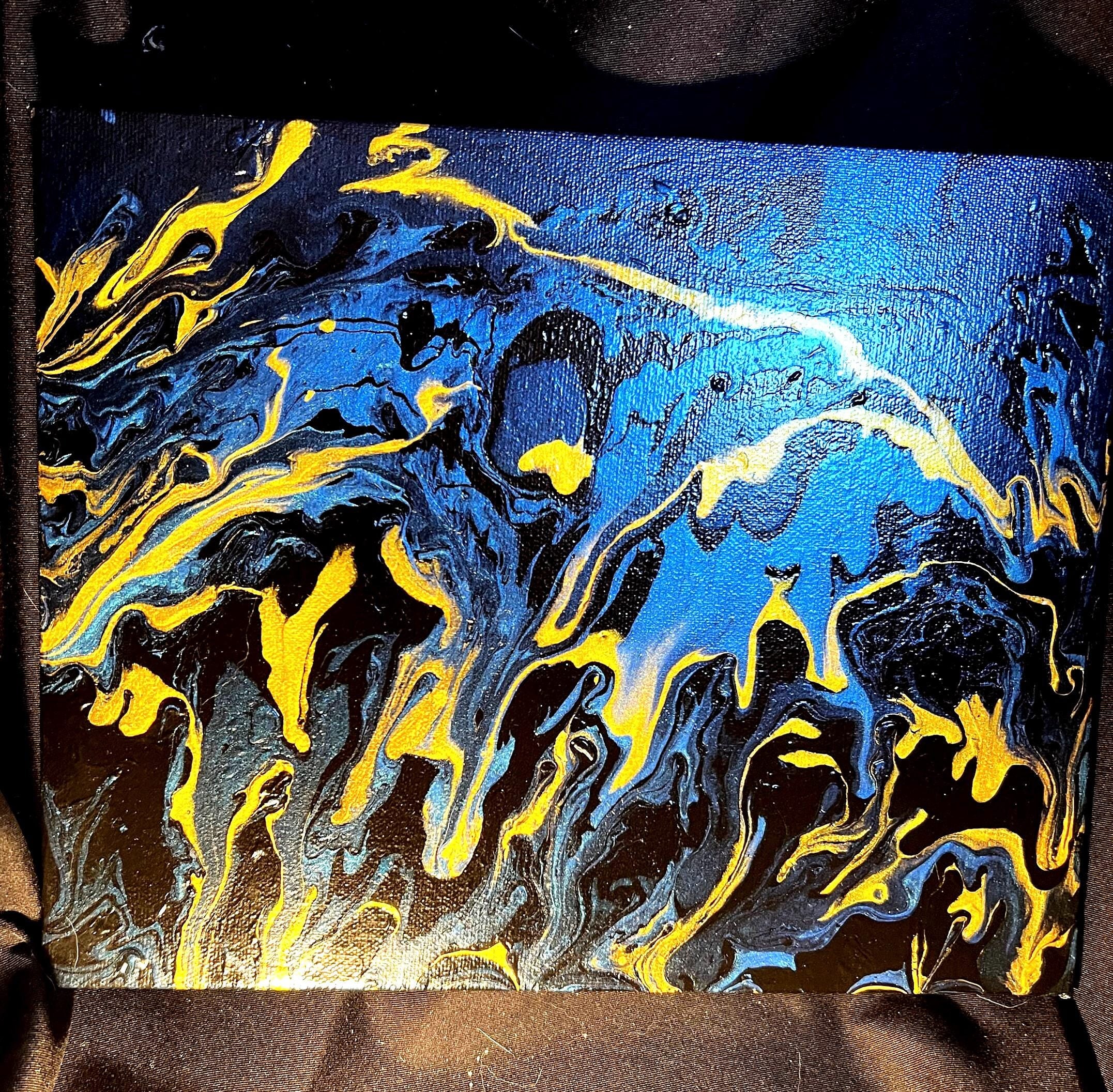 Hand painted acrylic pour abstract 8x10