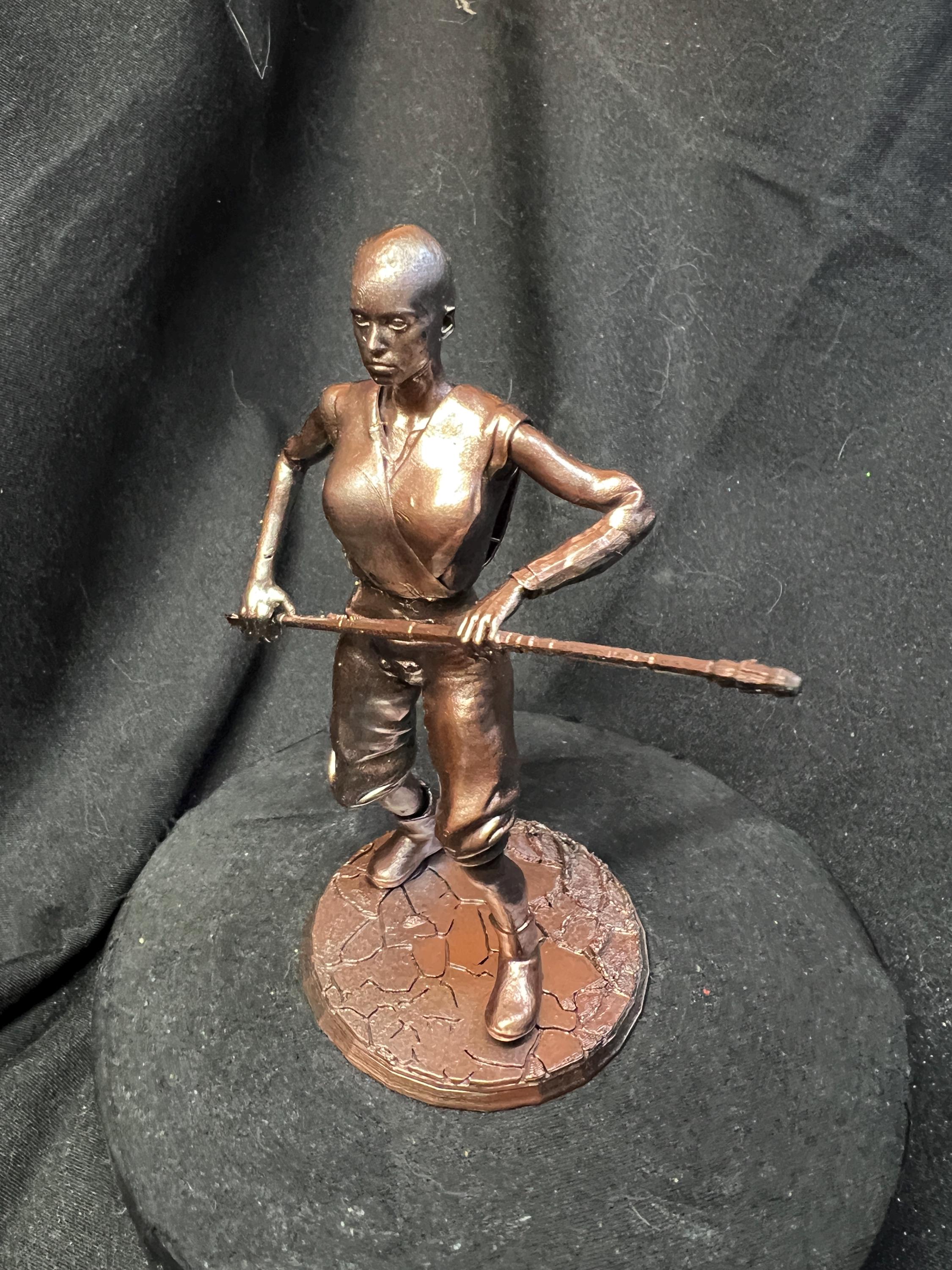 Wasteland Fighter Woman with Staff Post-Apocalyptic Model