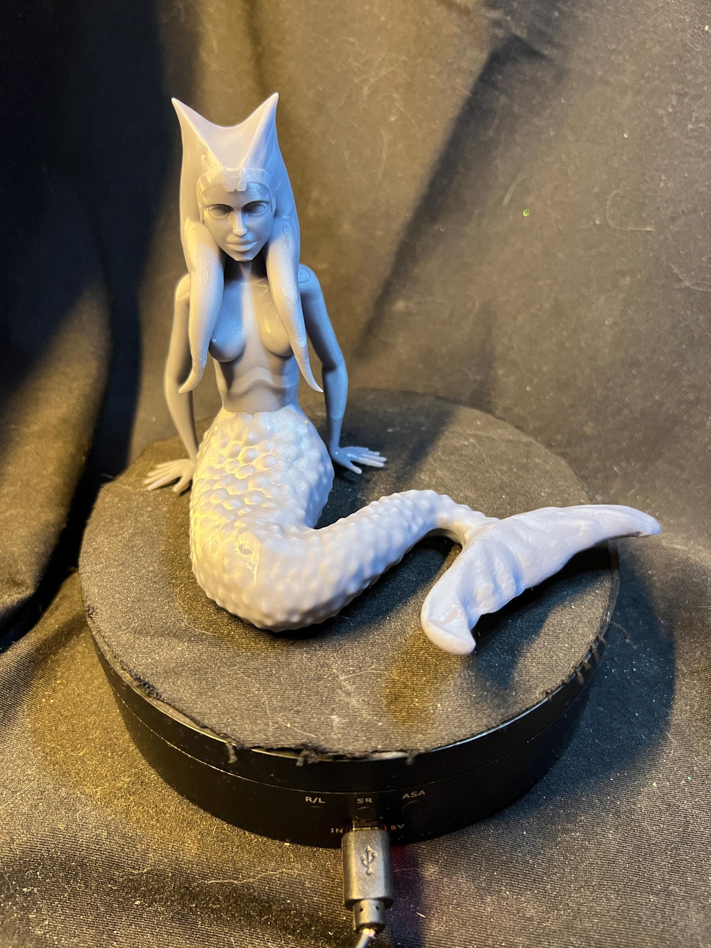 Orange Space Alien Mermaid: Unpainted 3D Model (4 inches)