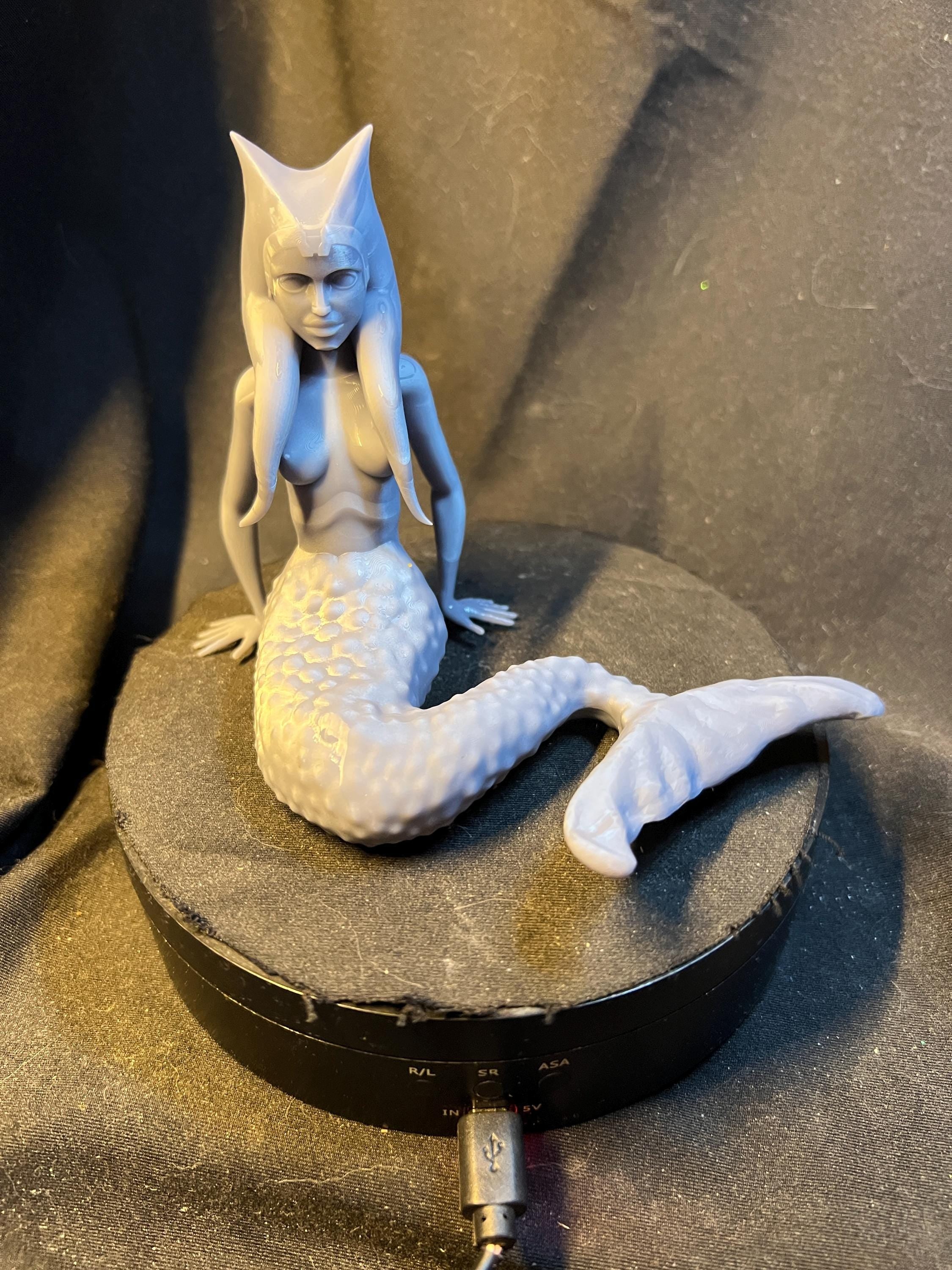 Orange Space Alien Mermaid: Unpainted 3D Model (4 inches)