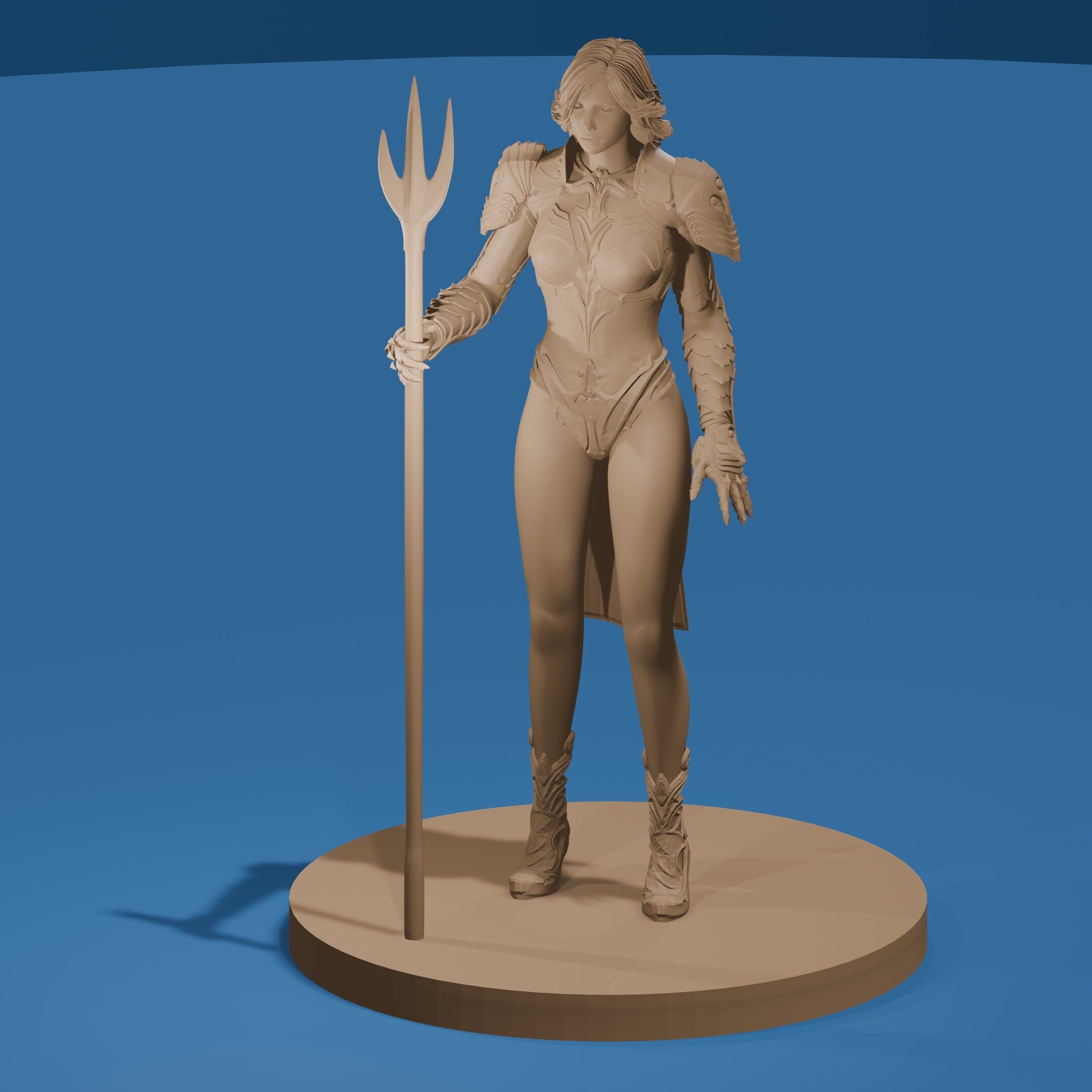 Aurora Armored Woman / Girl with a Trident / Fantasy Warrior Figure
