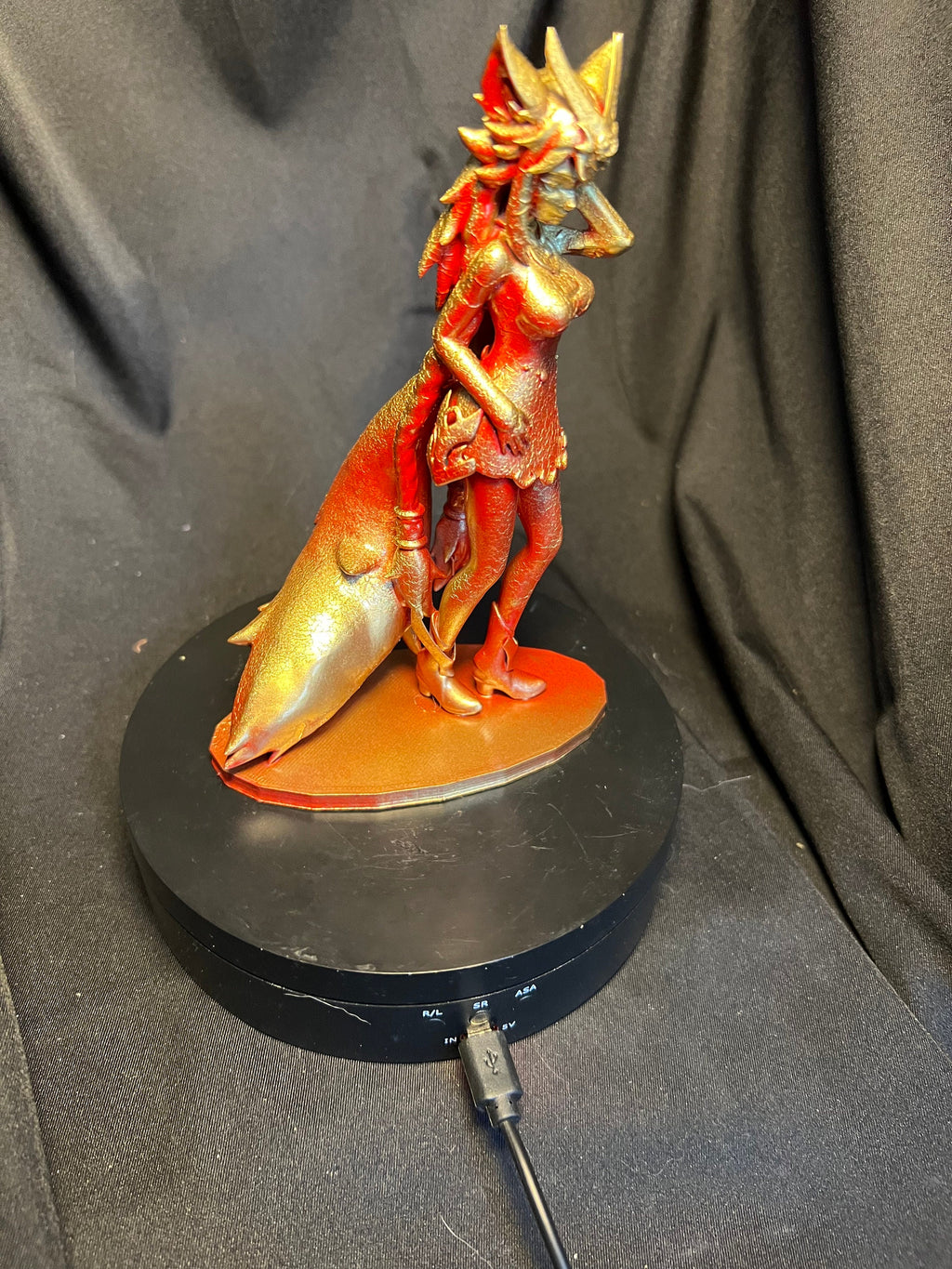 3D Printed Fox Girl Figurine: Whimsical Fantasy Decor