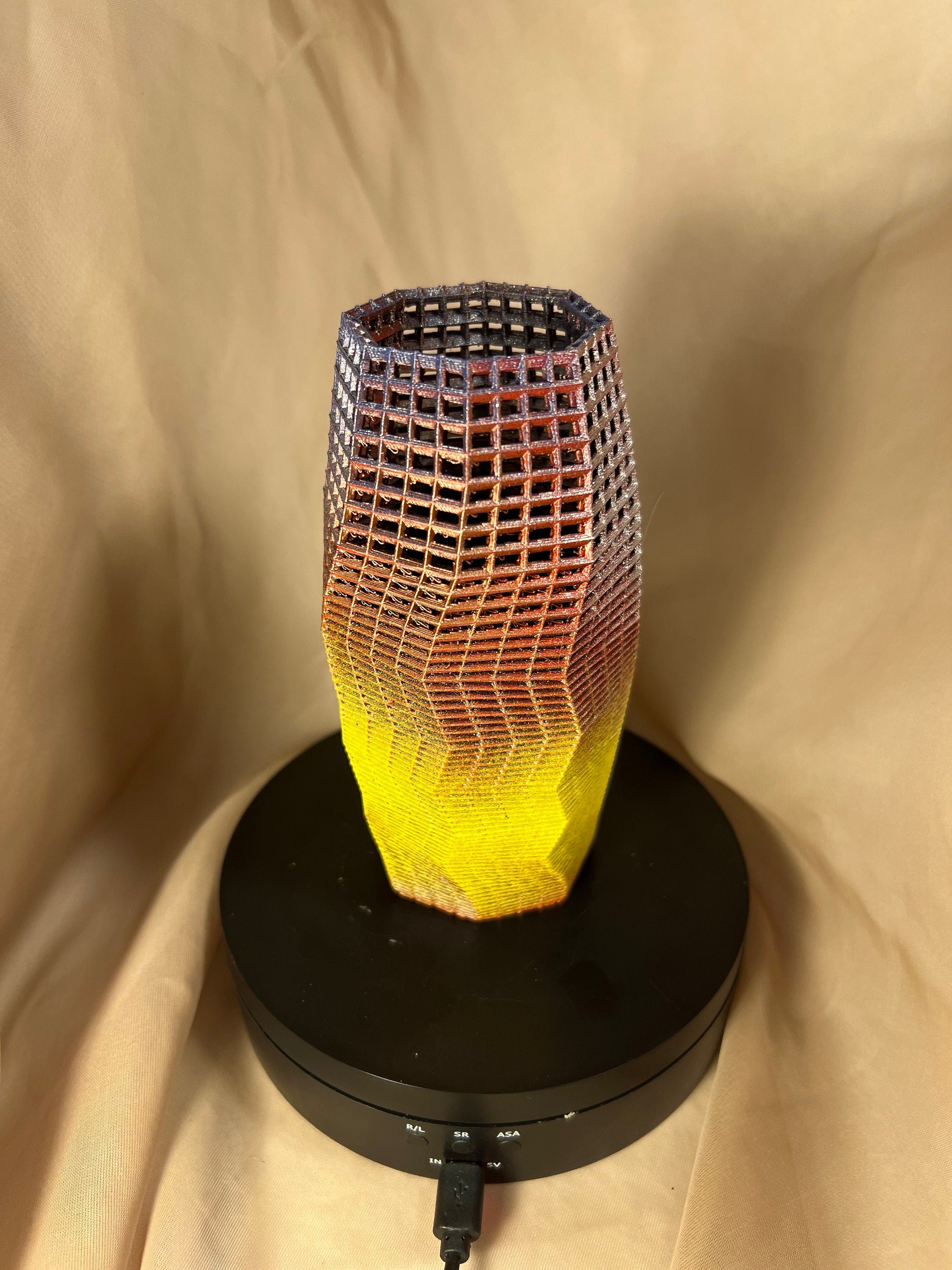 3D Printed Multicolor Vase, Painted Mesh Flower Vase