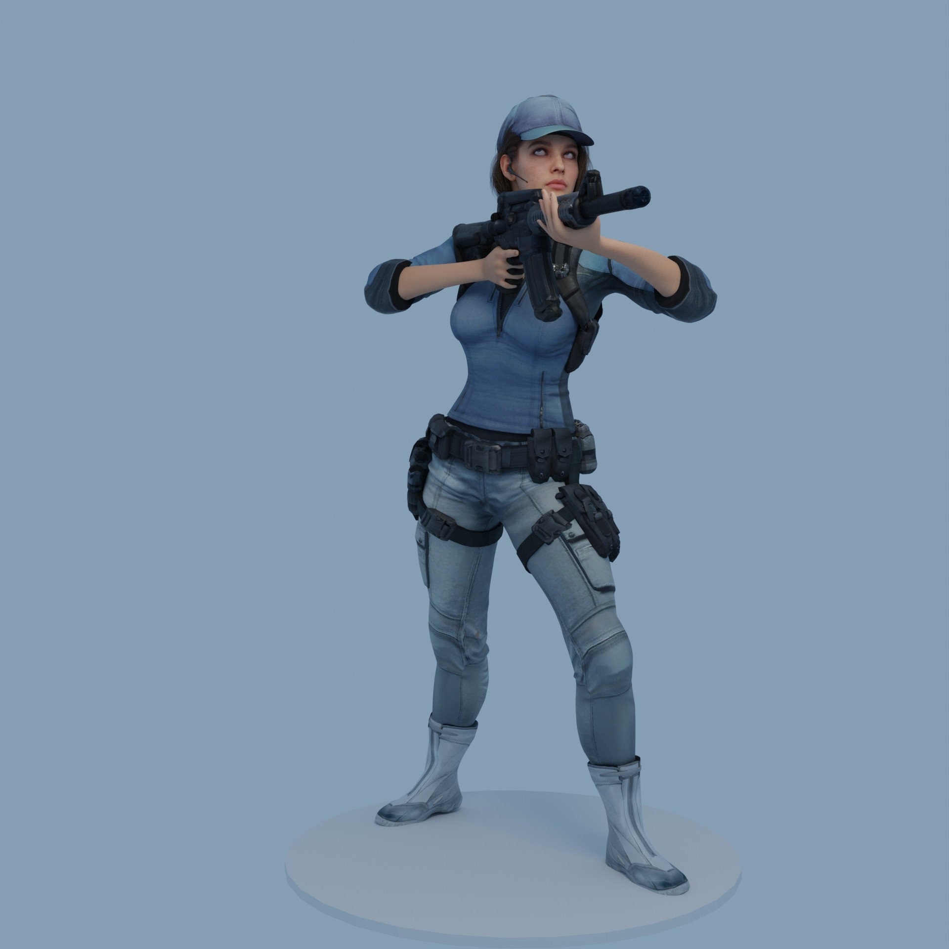 Jill Fighter Figurine / Soldier Woman Figure