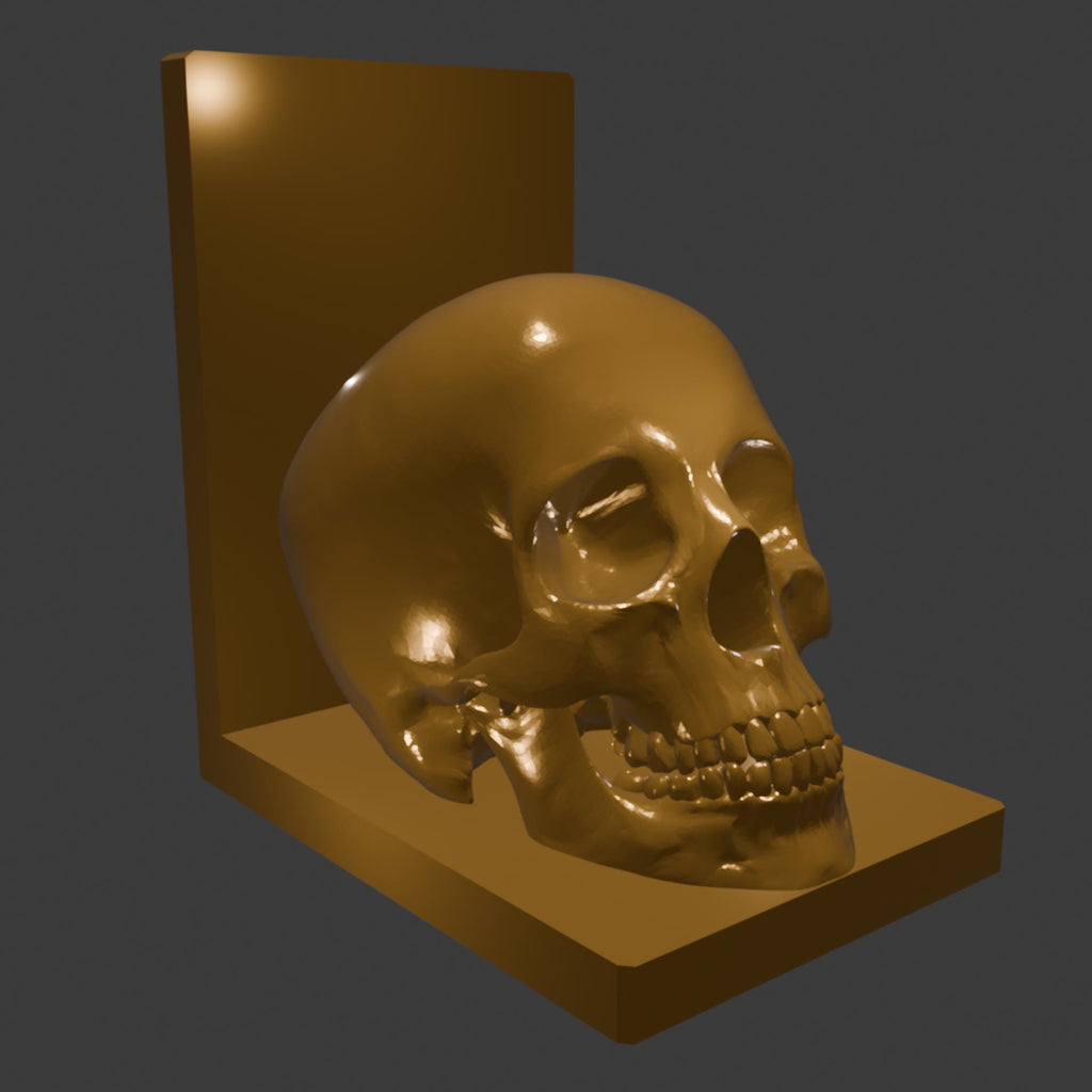 Golden Skull Bookend – Gothic Decorative Shelf Piece