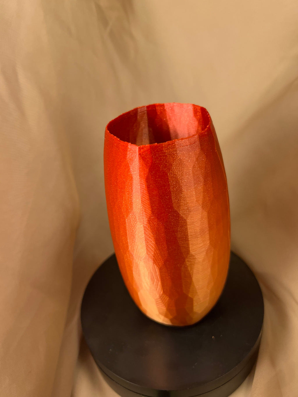 Faceted Vase, 3D Printed Decorative Vase, Red and Black Home Decor