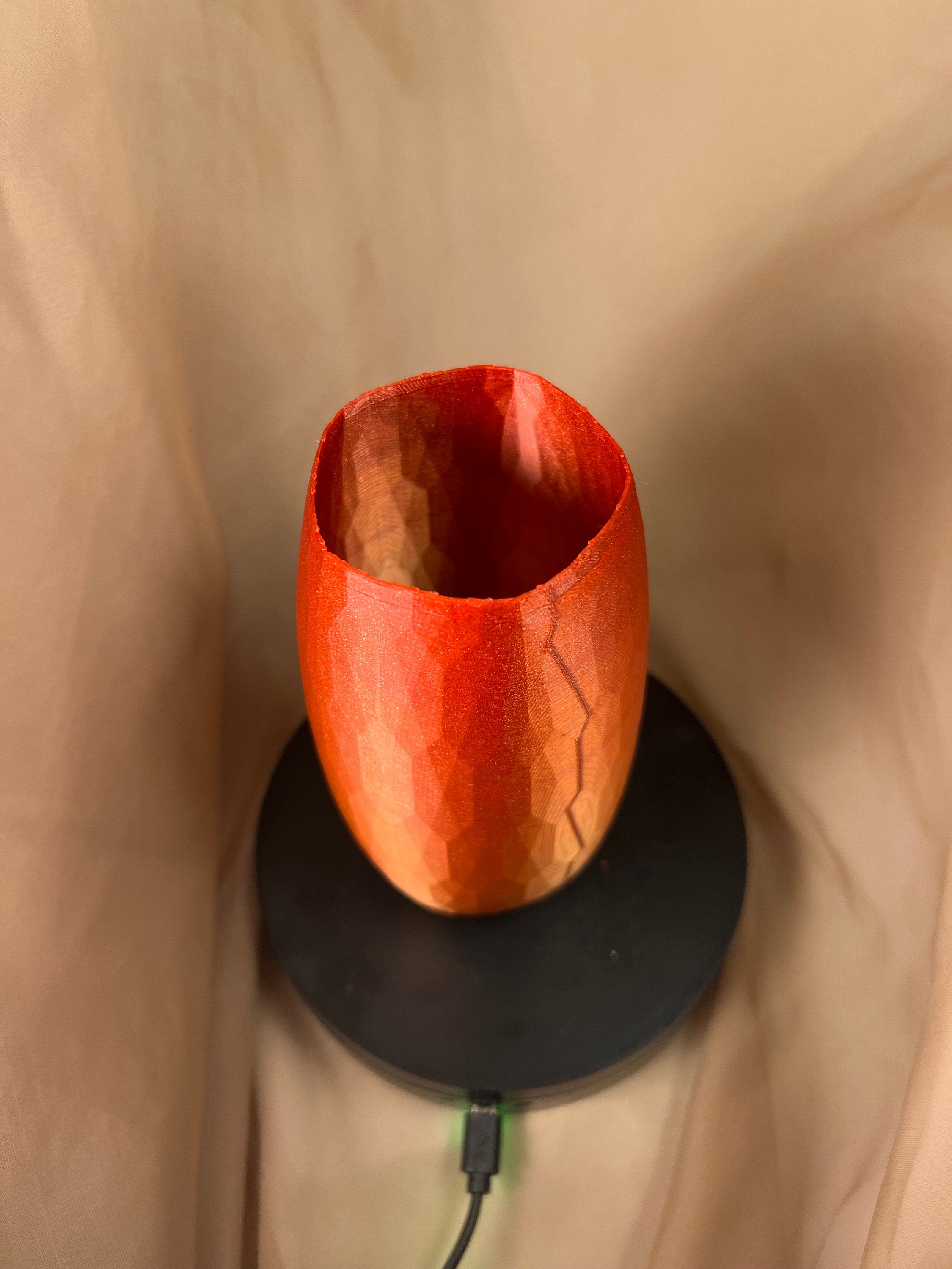 Faceted Vase, 3D Printed Decorative Vase, Red and Black Home Decor