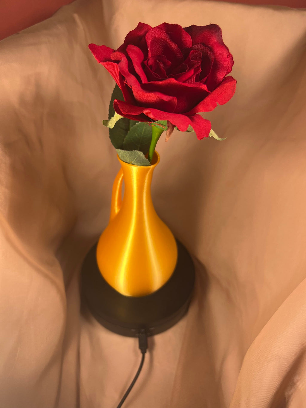 Golden Decorative Pitcher Vase, Slim Shaped
