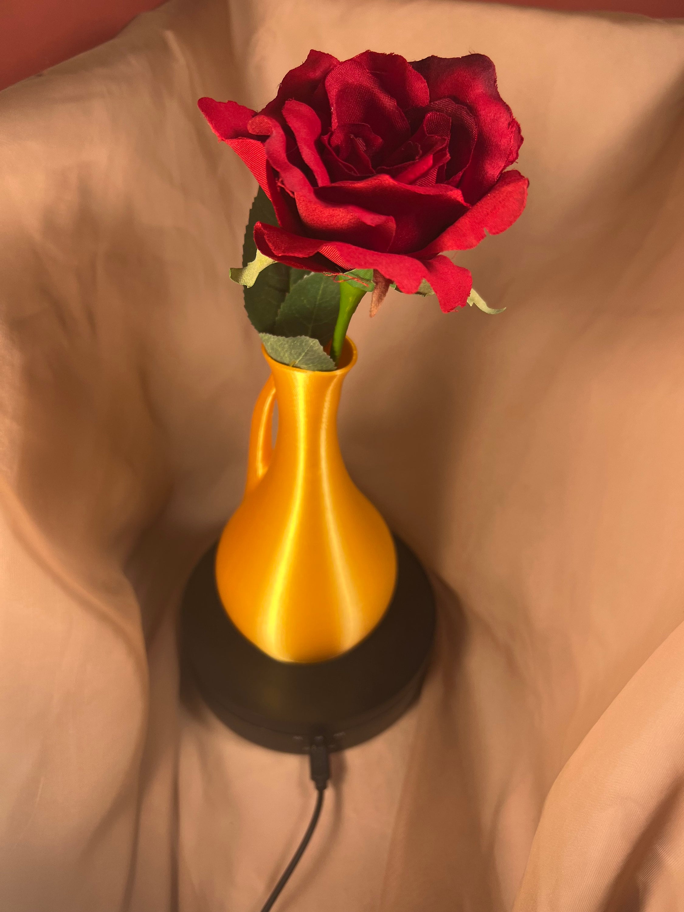 Golden Decorative Pitcher Vase, Slim Shaped