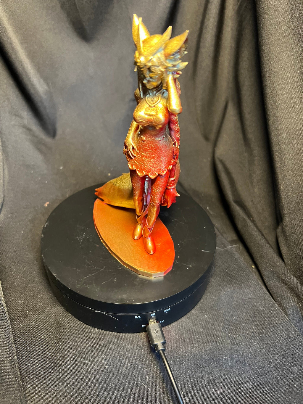3D Printed Fox Girl Figurine: Whimsical Fantasy Decor